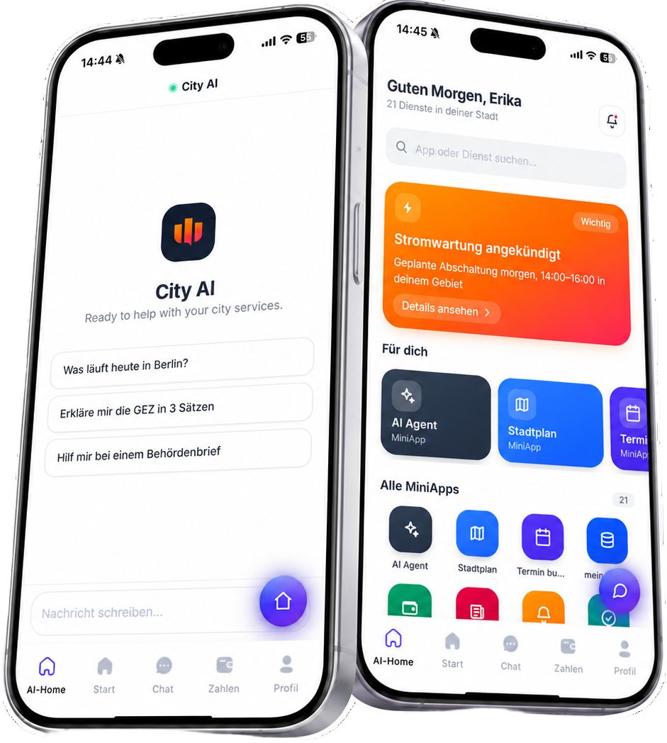 1DE app on two smartphones
